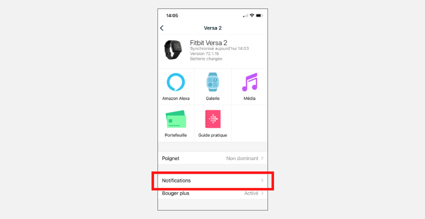 Sélectionnez les notifications.
